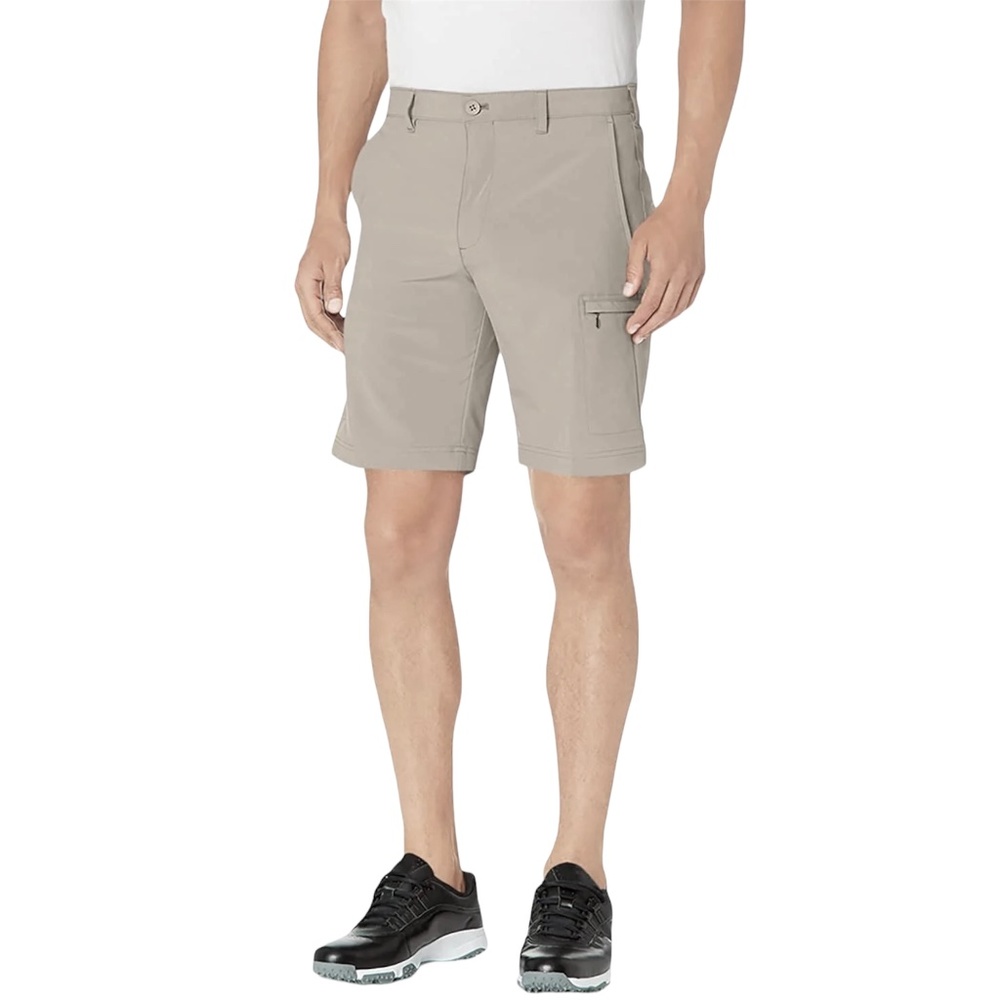 IZOD Men's Flat Front Cargo Golf Shorts Size 38 Stone Dust Beige